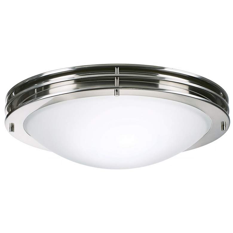 Image 1 Studio 16" Wide Brushed Nickel White Bowl Ceiling Light