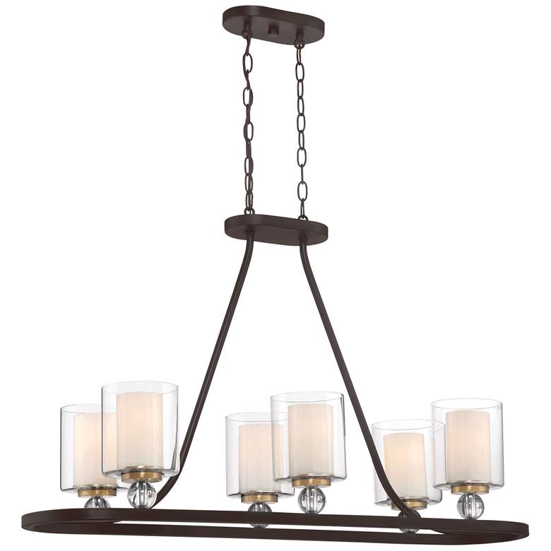 Image 1 Studio 5 38" Wide Painted Bronze 6-Light Island Chandelier