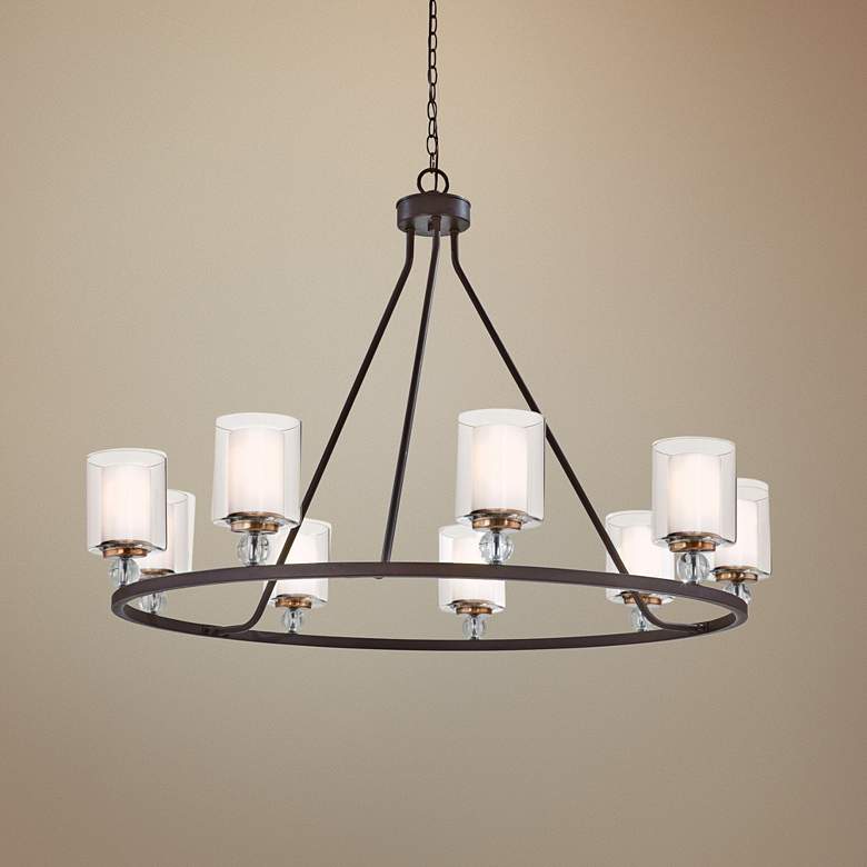 Image 1 Studio 5 45" Wide Painted Bronze 9-Light Chandelier