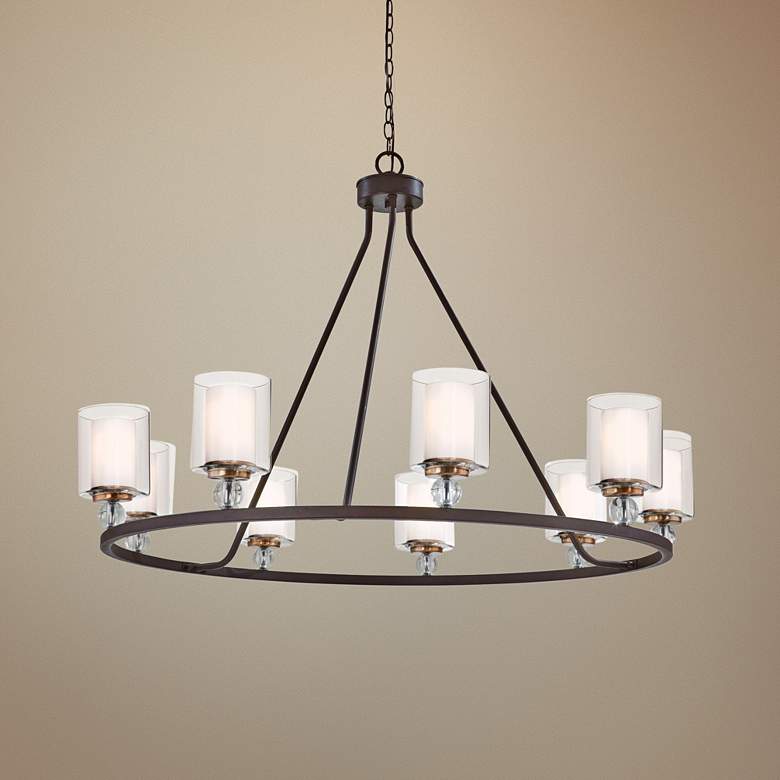 Image 1 Studio 5 45 inch Wide Painted Bronze 9-Light Chandelier