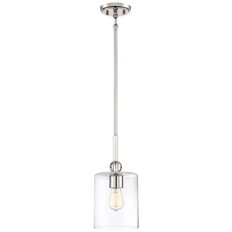 Image 1 Studio 5 7" Wide Polished Nickel Mini Pendant w/ Clear Glass