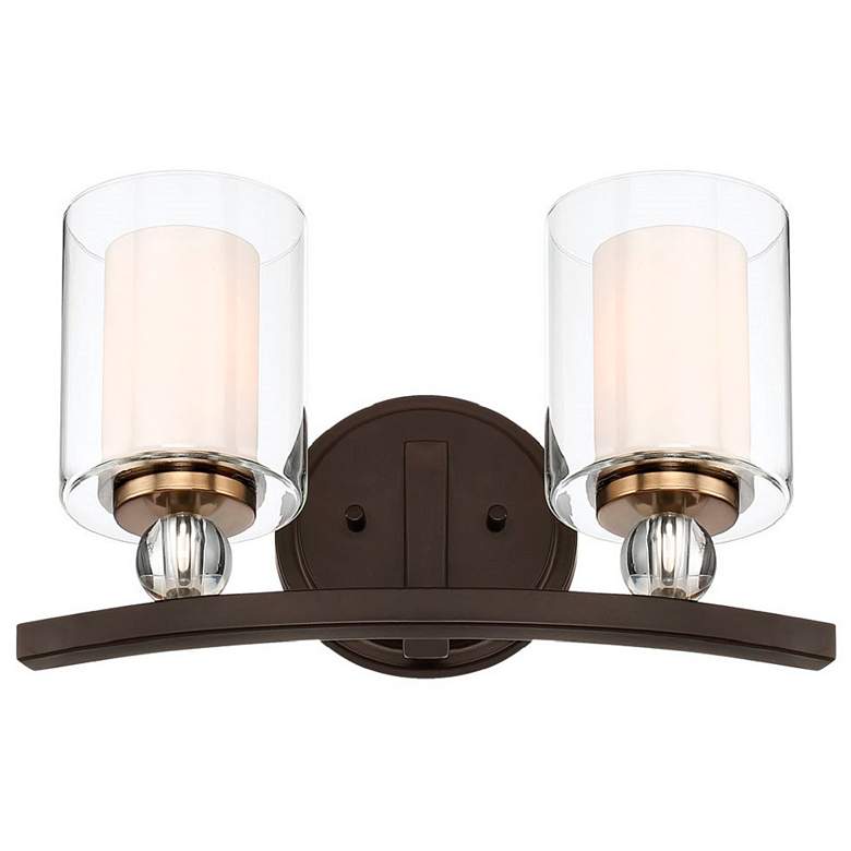 Image 1 Studio 5 9" High Painted Bronze 2-Light Wall Sconce
