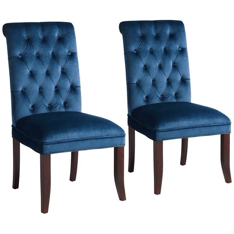 Image 3 Studio 55 Dillan 21 1/2" Wide Blue Tufted Dining Chairs Set of 2
