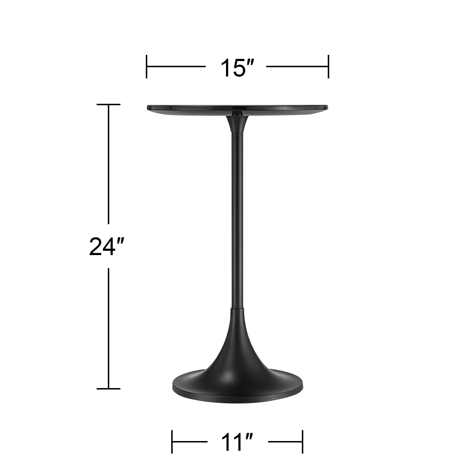 Studio 55 Mesita 24" End Table Black Marble Top with Black Finish Base in scene
