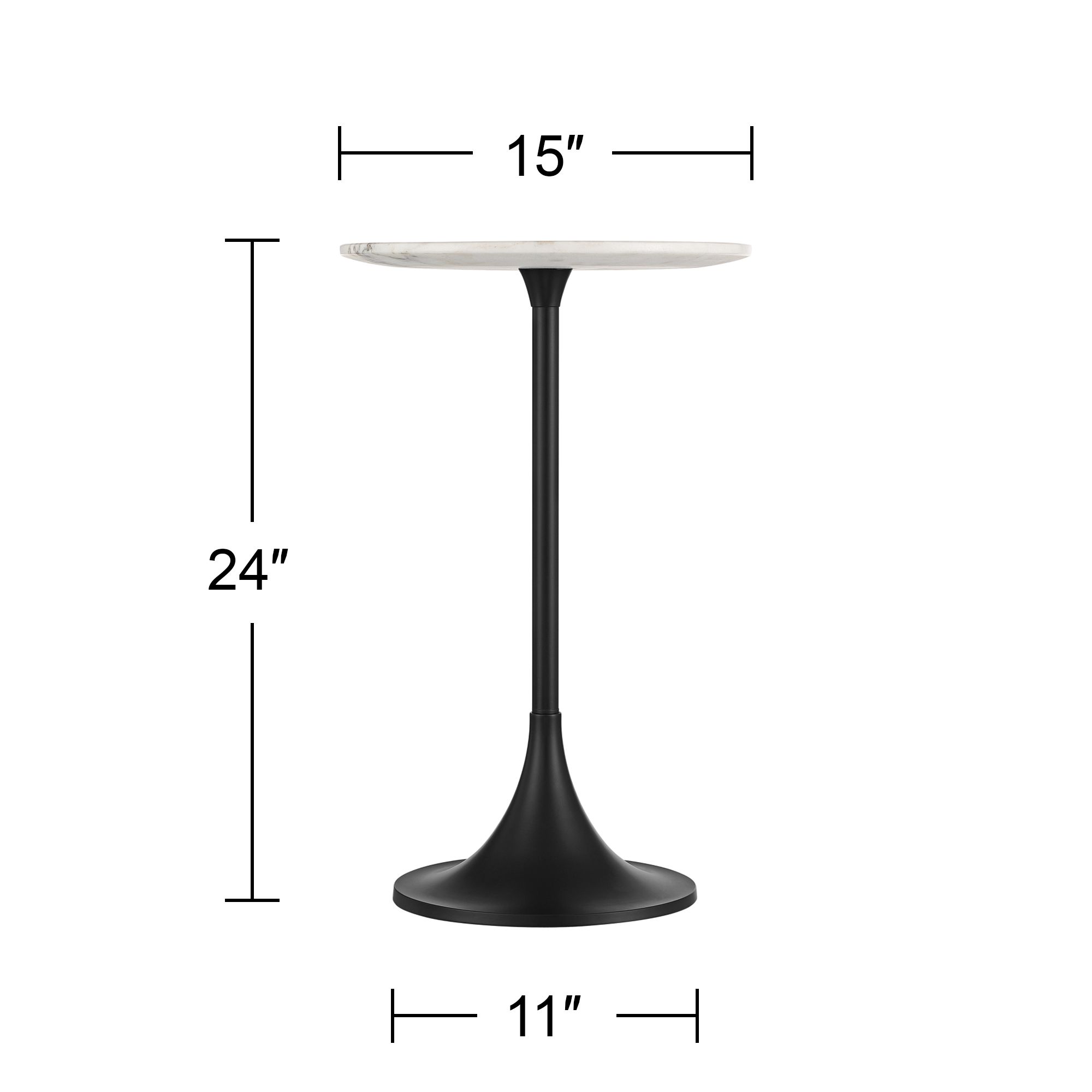 Studio 55 Mesita 24" End Table White Marble Top with Black Finish Base in scene