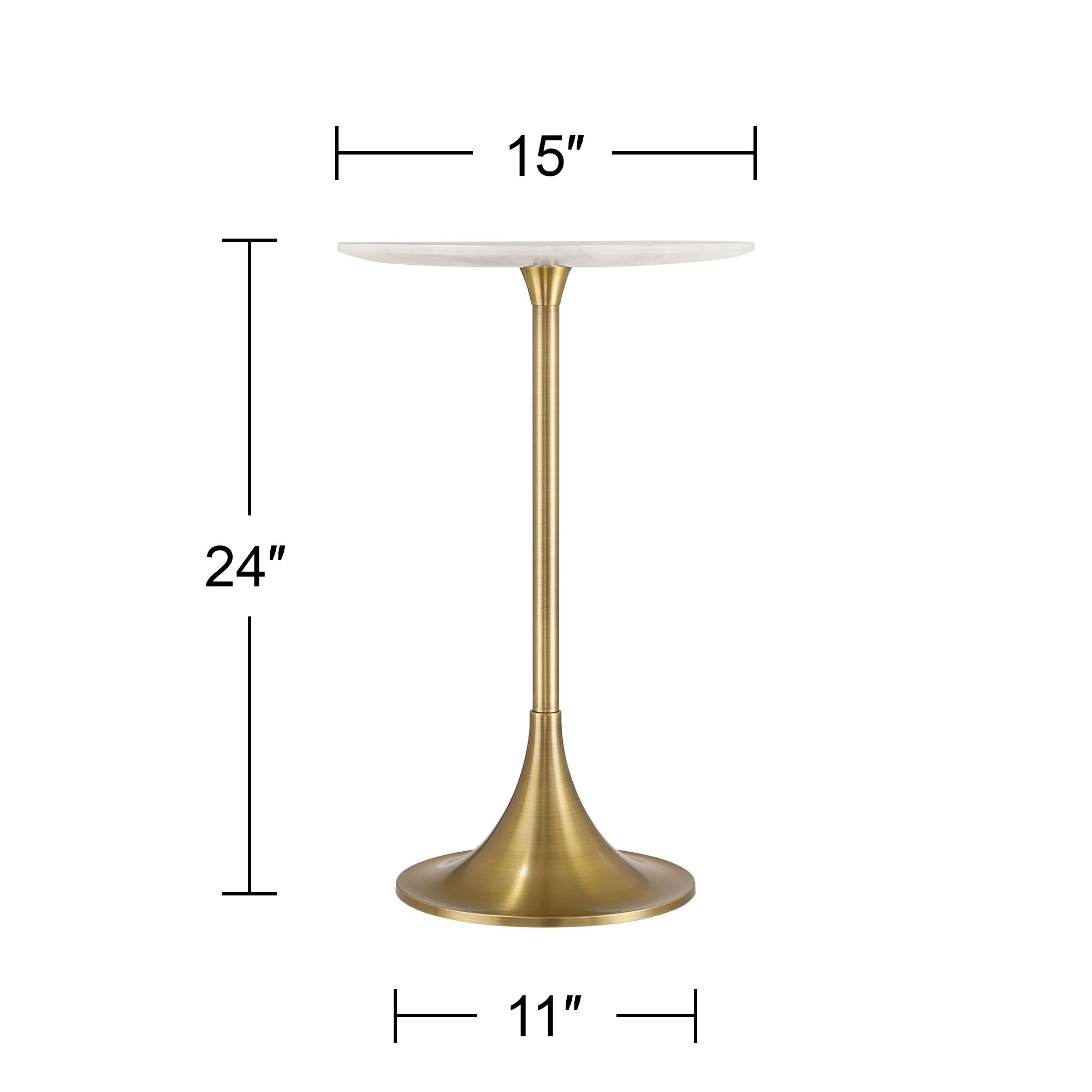 Studio 55 Mesita 24" End Table White Marble Top with Gold Finish Base in scene