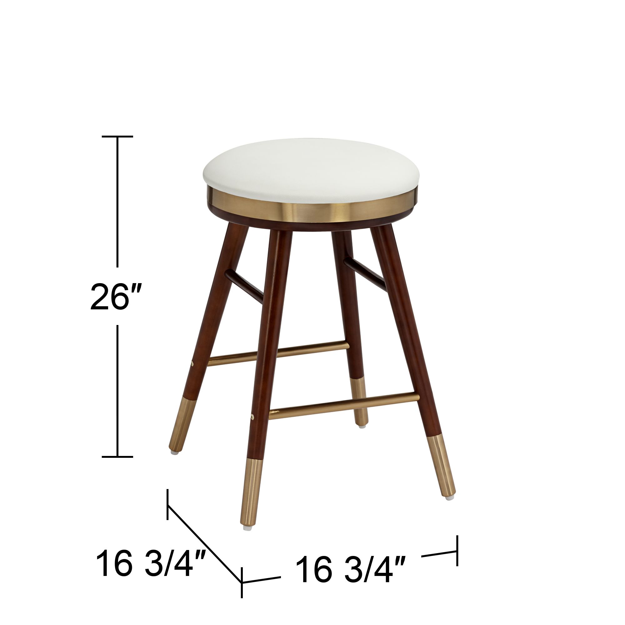Studio 55 Parker 26" Modern Backless White and Gold Counter Stool