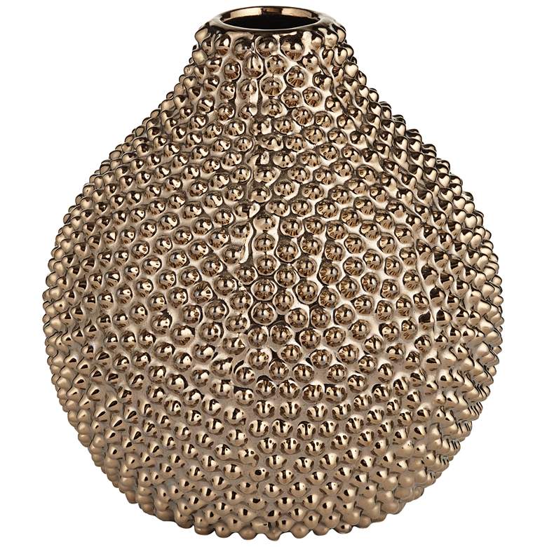 Image 2 Studio 55D 8 inch High Glossy Brass Textured Ceramic Vase