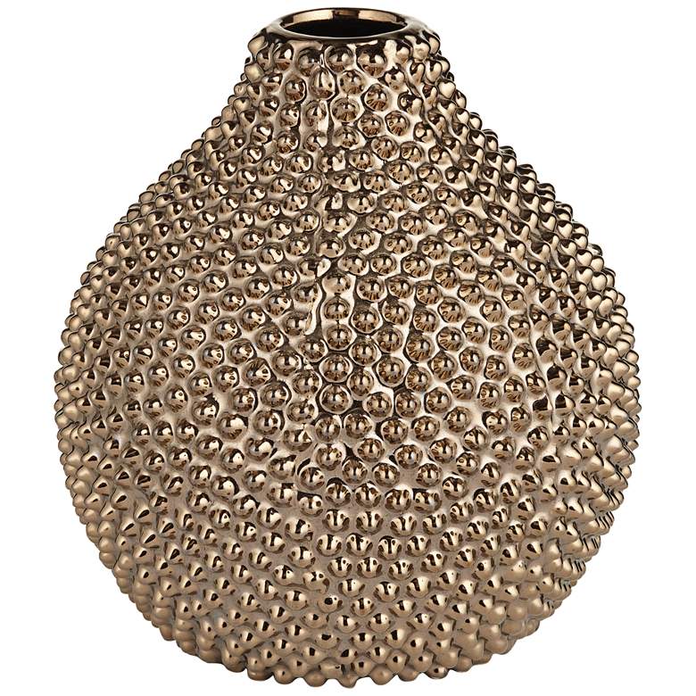 Image 2 Studio 55D 8" High Glossy Brass Textured Ceramic Vase