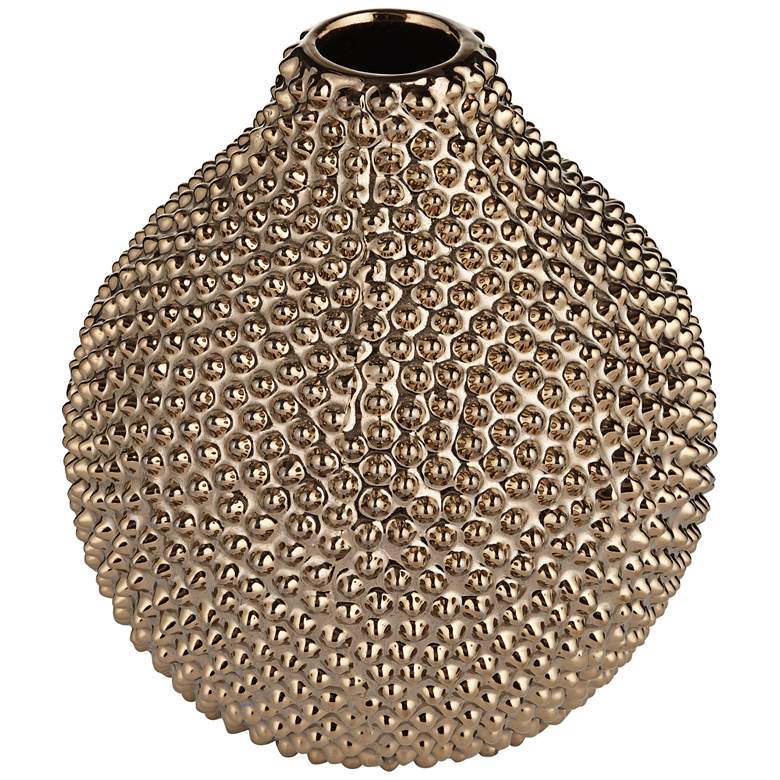 Image 4 Studio 55D 8" High Glossy Brass Textured Ceramic Vase more views
