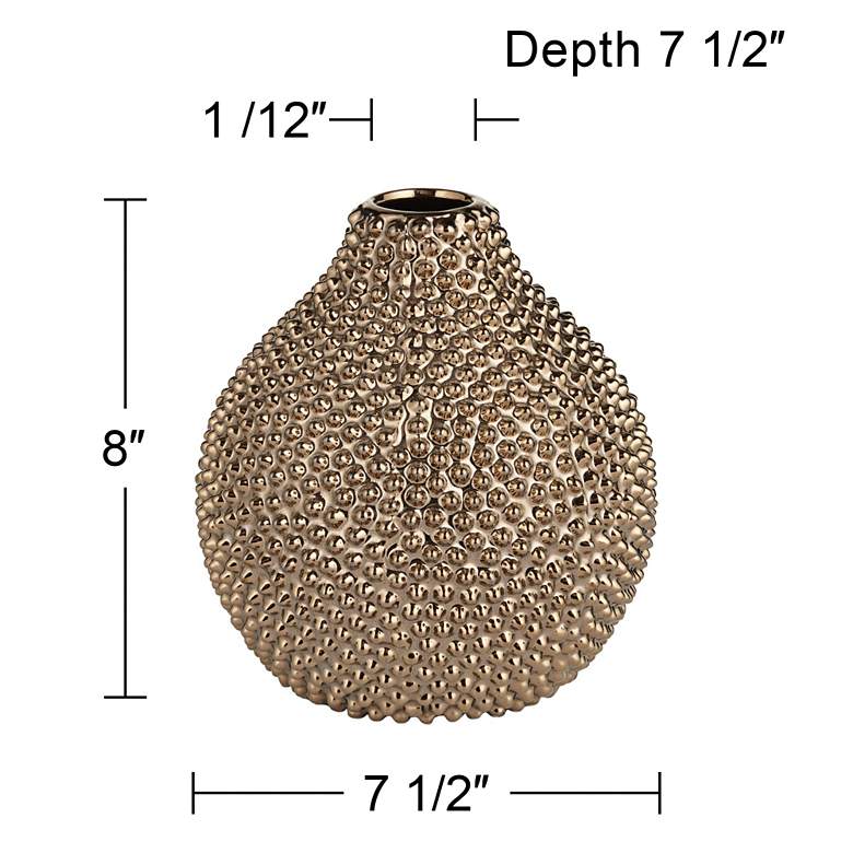 Image 6 Studio 55D 8" High Glossy Brass Textured Ceramic Vase more views