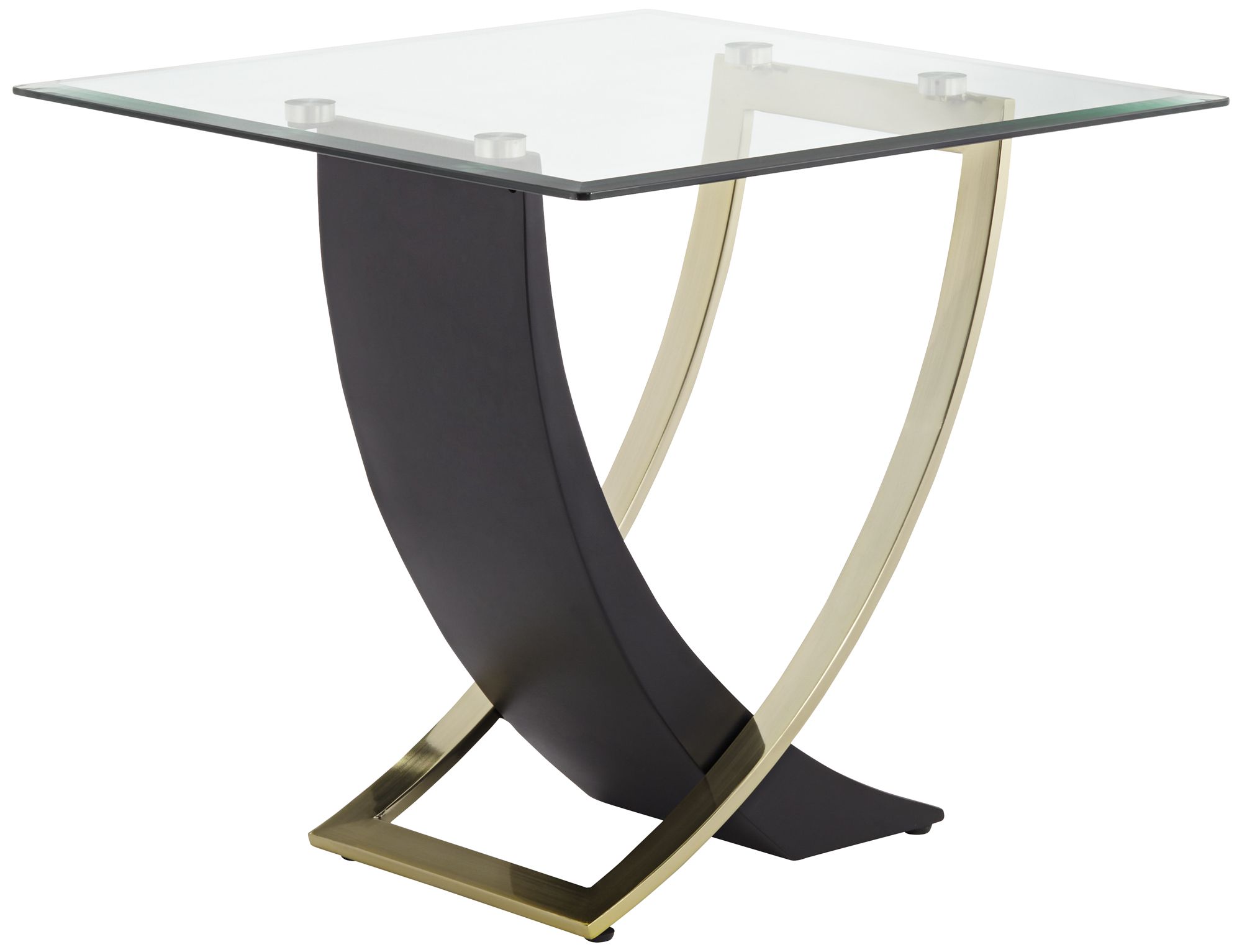 Studio 55D Airfoil 24" Wide Modern Black and Gold Glass End Table