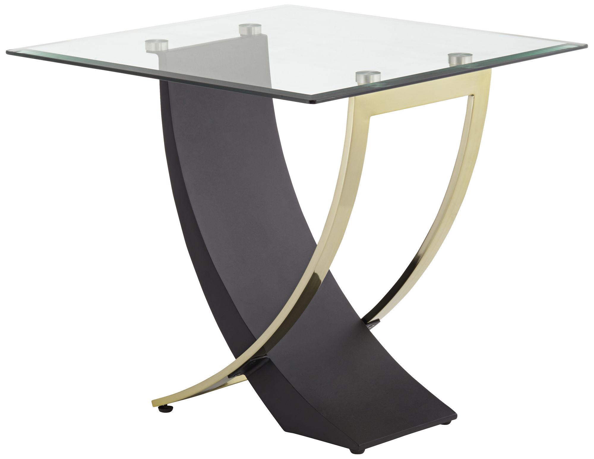 Studio 55D Airfoil 24" Wide Modern Black and Gold Glass End Table