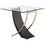 Studio 55D Airfoil 24" Wide Modern Black and Gold Glass End Table