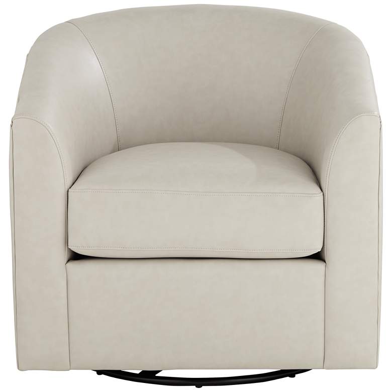 Image 7 Studio 55D Barrel 30 3/4" Wide Creme Faux Leather Swivel Chair more views