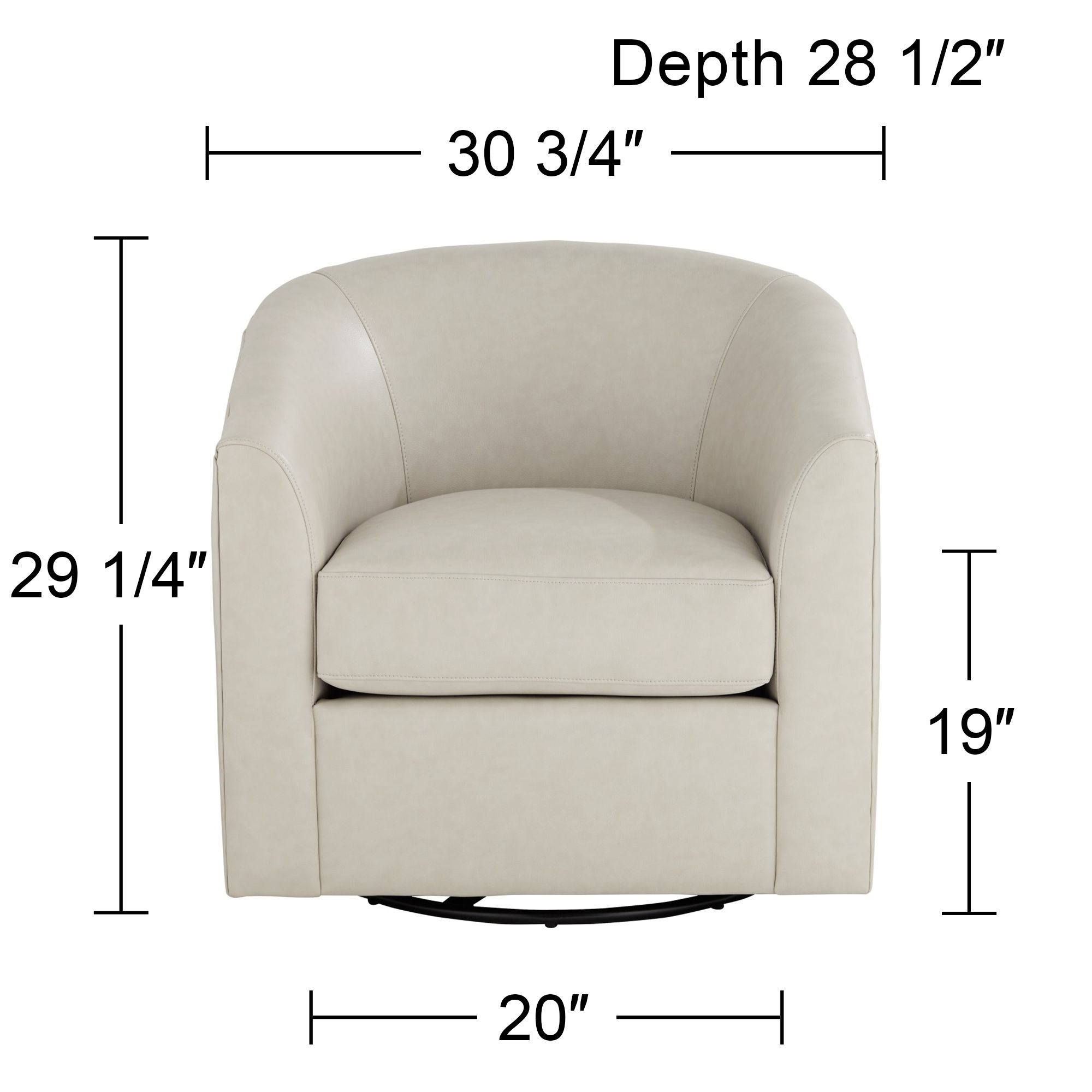 Studio 55D Barrel 30 3/4" Wide Creme Faux Leather Swivel Chair