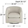 Studio 55D Barrel 30 3/4" Wide Creme Faux Leather Swivel Chair