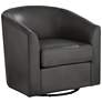 3_Studio 55D Barrel 30 3/4" Wide Dark Gray Faux Leather Swivel Chair
