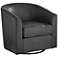 Studio 55D Barrel 30 3/4" Wide Dark Gray Faux Leather Swivel Chair