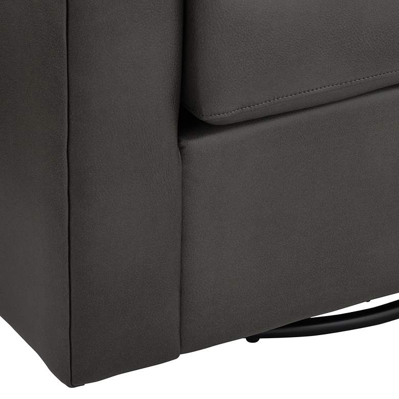 Image 7 Studio 55D Barrel 30 3/4" Wide Dark Gray Faux Leather Swivel Chair more views