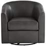 Studio 55D Barrel 30 3/4" Wide Dark Gray Faux Leather Swivel Chair in scene
