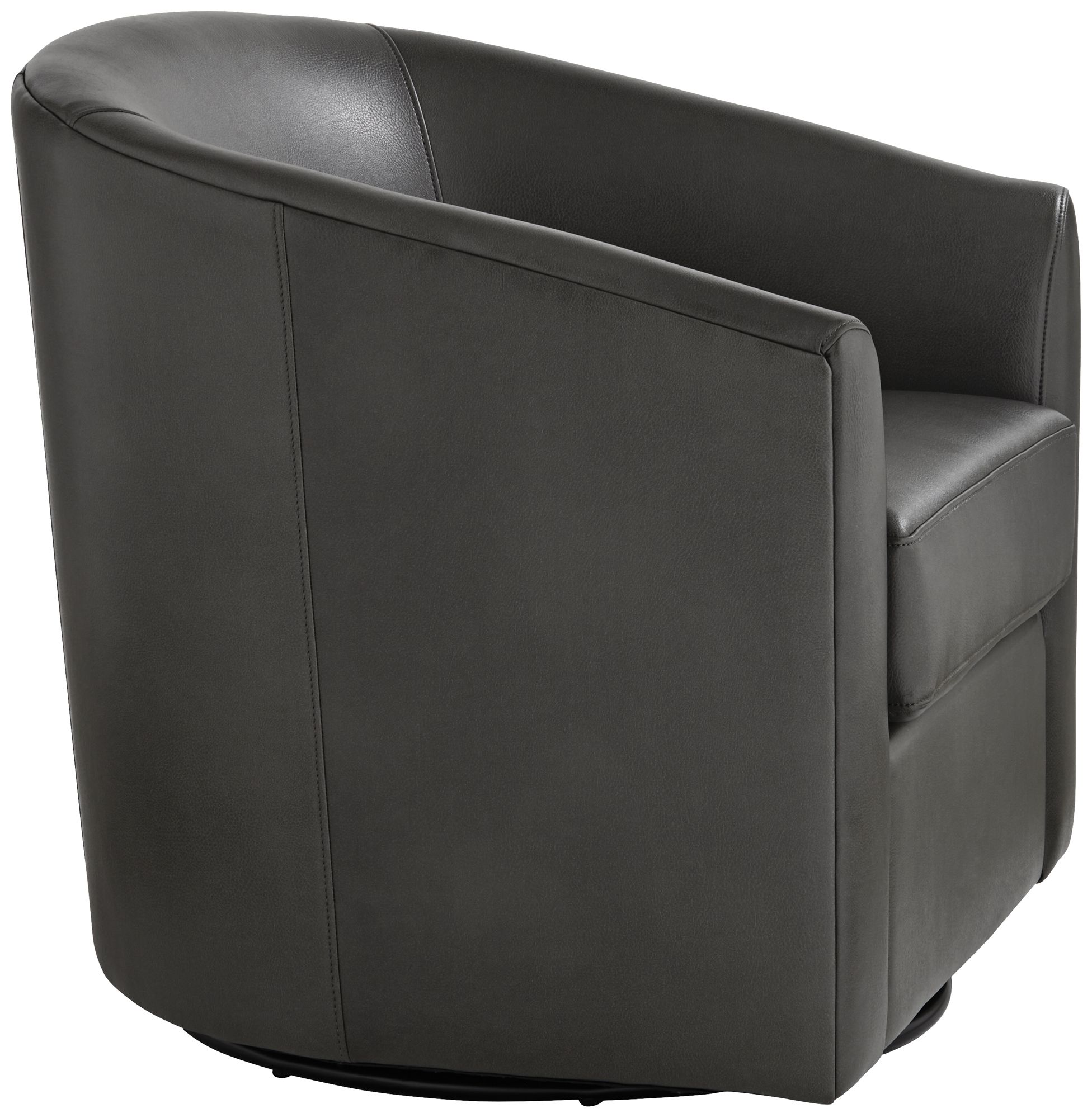 Studio 55D Barrel 30 3/4" Wide Dark Gray Faux Leather Swivel Chair in scene