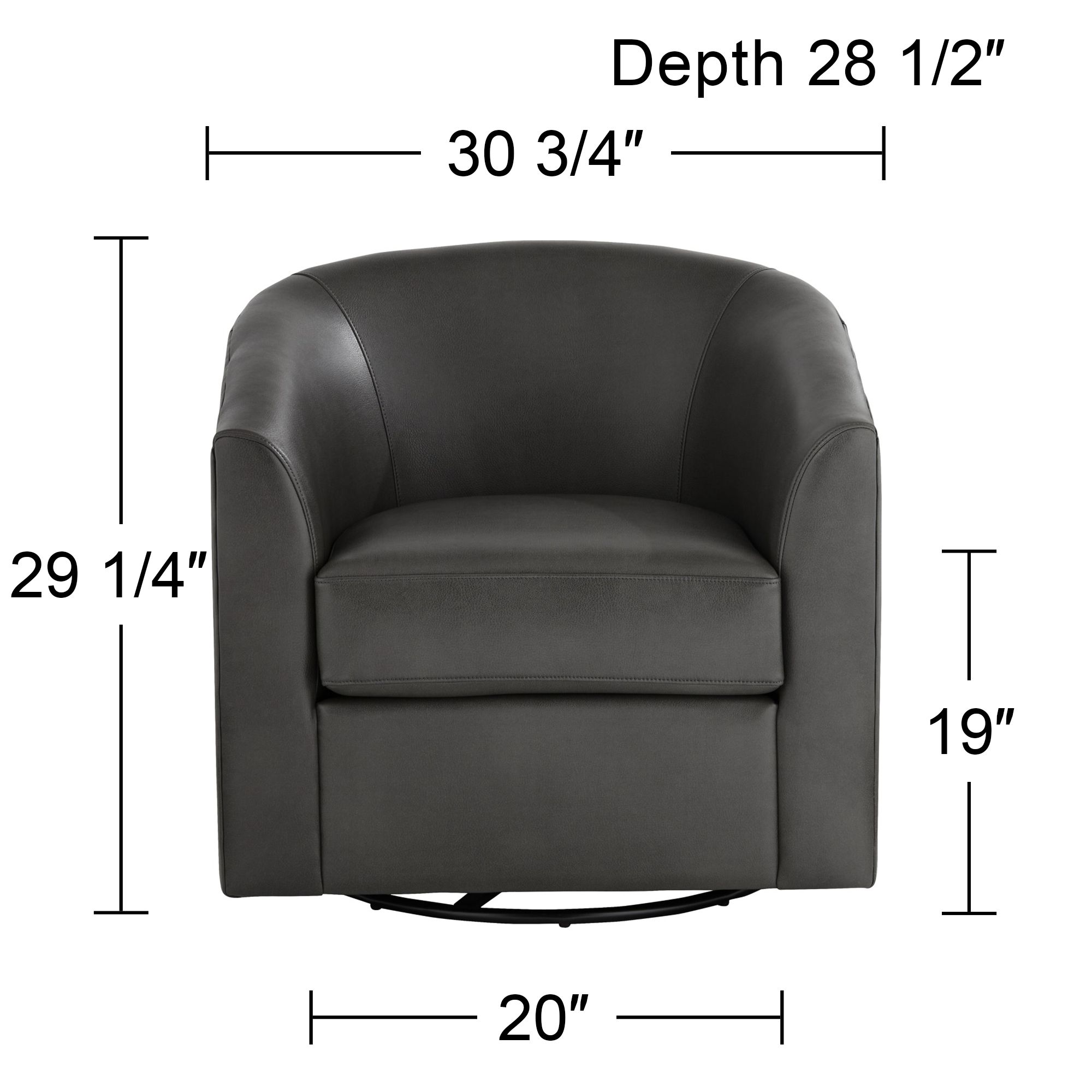 Studio 55D Barrel 30 3/4" Wide Dark Gray Faux Leather Swivel Chair in scene