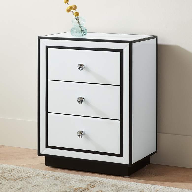 Image 1 Studio 55D Biscaya 17 3/4" Wide White Reverse Painted Glass Side Table