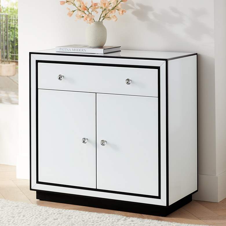 Image 2 Studio 55D Biscaya 31 1/2" White Reverse Painted Glass Accent Chest