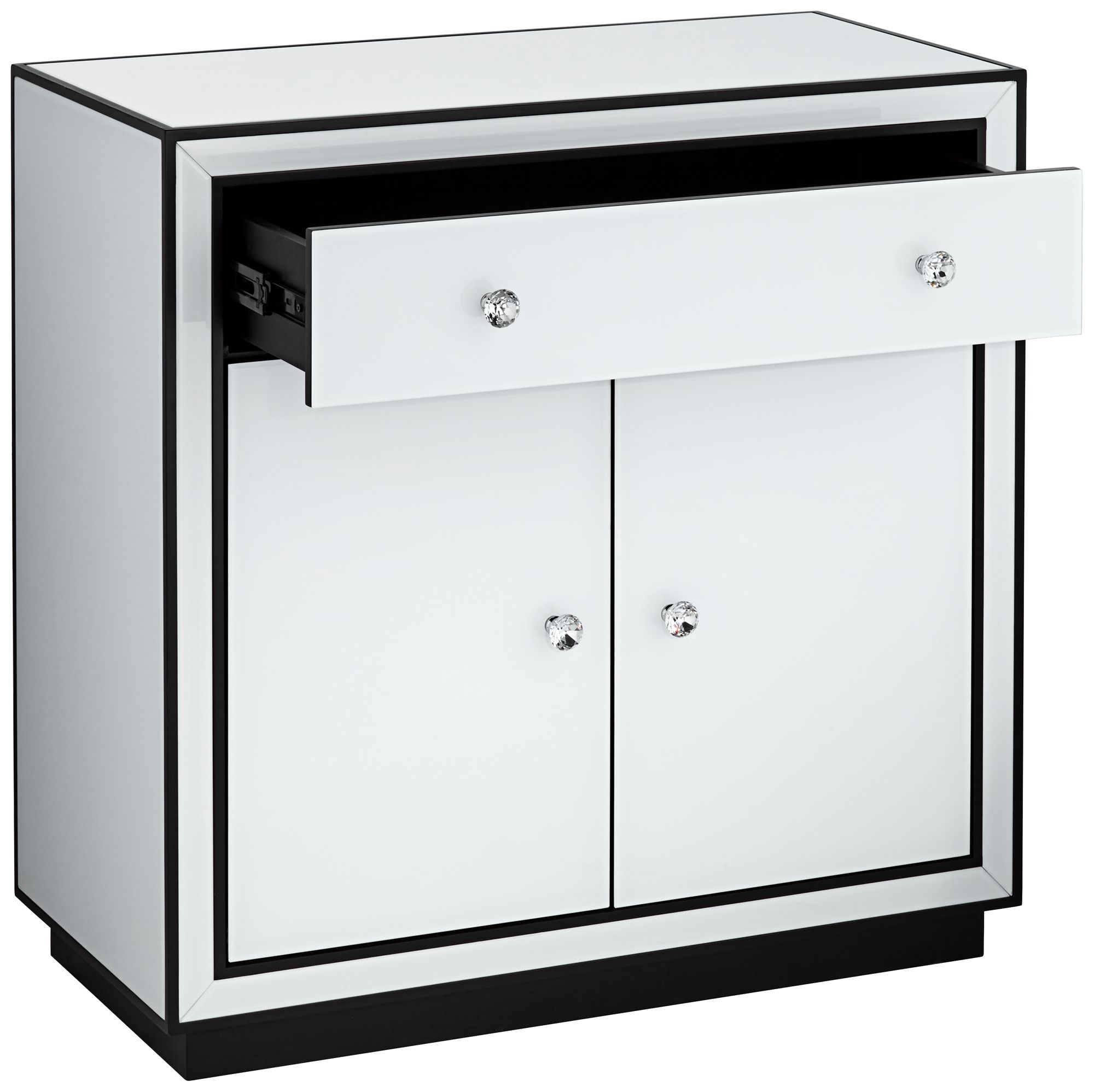 Studio 55D Biscaya 31 1/2" White Reverse Painted Glass Accent Chest in scene