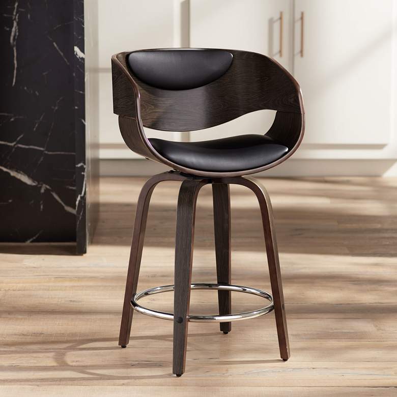 Image 2 Studio 55D Carson 23 1/2" Black and Gray Swivel Modern Counter Stool