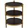Studio 55D Cason 18 3/4" Wide Black and Gold Round 3-Tier Side Table