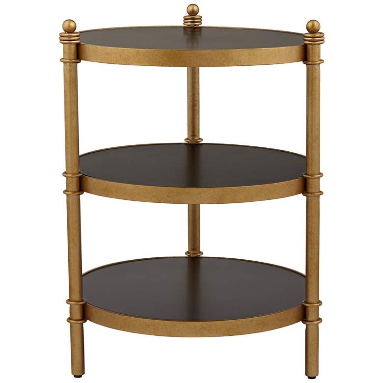 Image 5 Studio 55D Cason 18 3/4" Wide Black and Gold Round 3-Tier Side Table more views