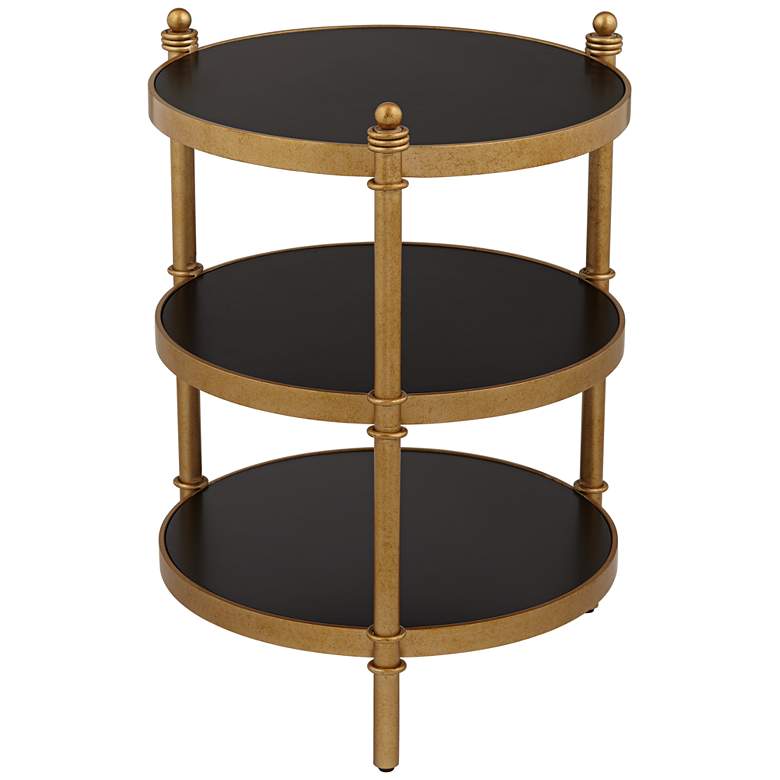 Image 6 Studio 55D Cason 18 3/4" Wide Black and Gold Round 3-Tier Side Table more views