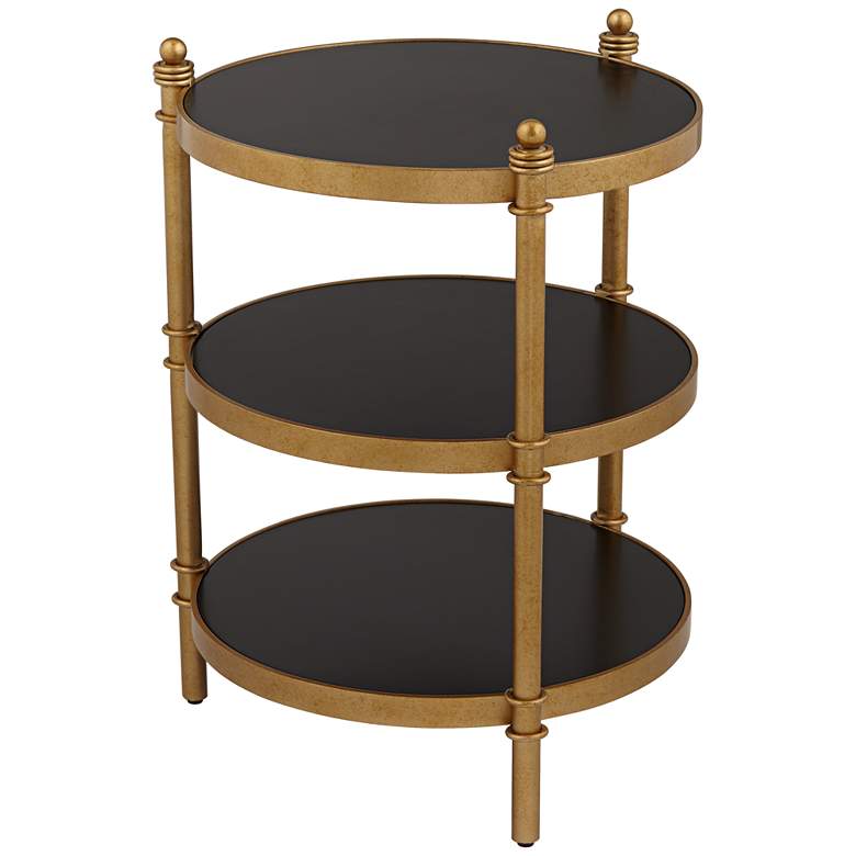 Image 7 Studio 55D Cason 18 3/4" Wide Black and Gold Round 3-Tier Side Table more views