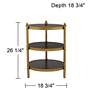 Studio 55D Cason 18 3/4" Wide Black and Gold Round 3-Tier Side Table