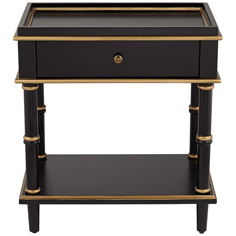 Image 7 Studio 55D Cason 24" Black and Gold Rectangular Side Table with Drawer more views
