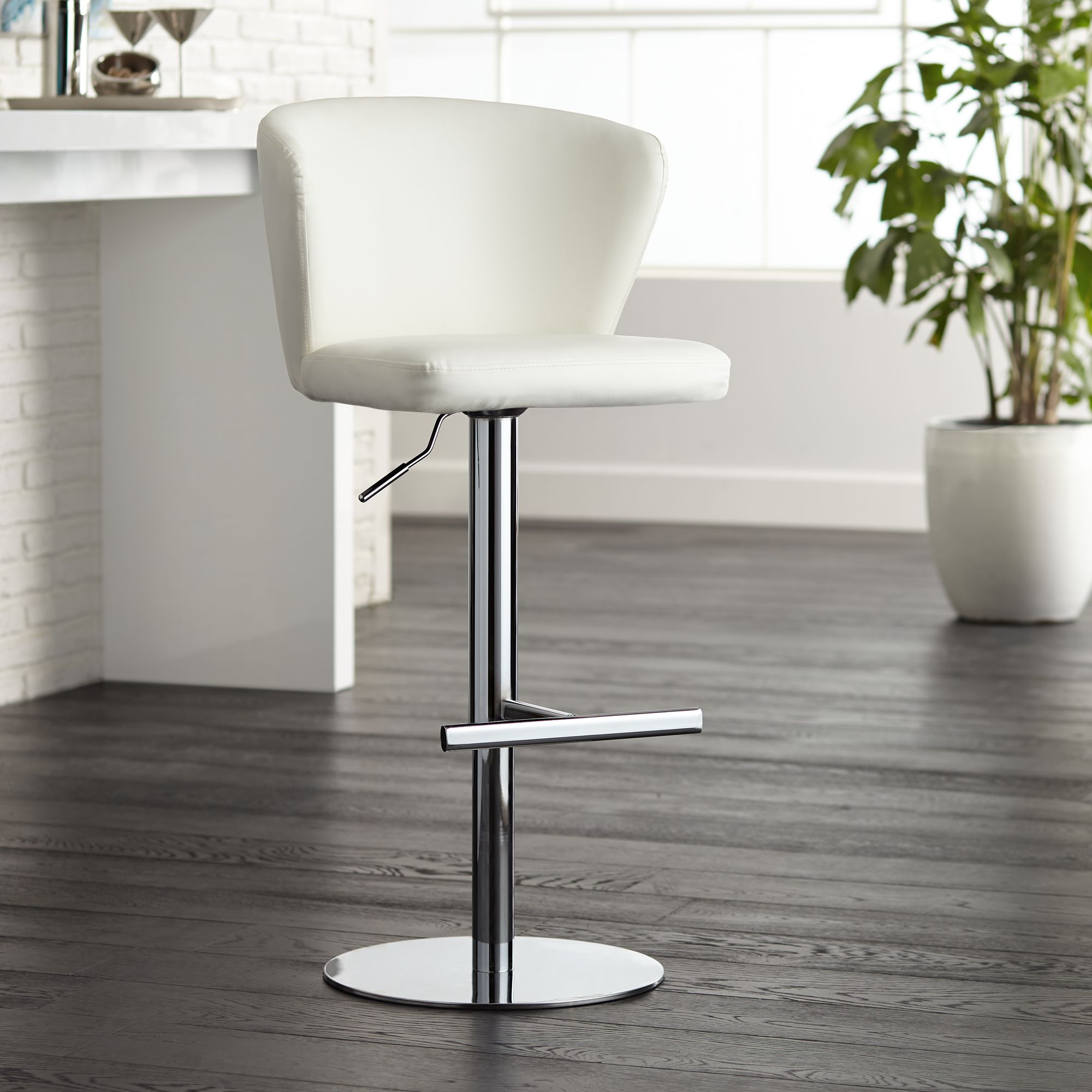 White leather bar stools swivel discount