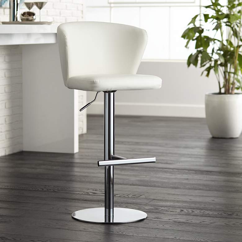 Image 1 Studio 55D Cassidy White Faux Leather Adjustable Swivel Bar Stool