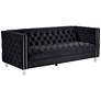 3_Studio 55D City 88 1/2" Wide Modern Black Velvet Tufted Sofa