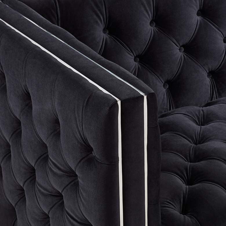 Image 4 Studio 55D City 88 1/2" Wide Modern Black Velvet Tufted Sofa more views