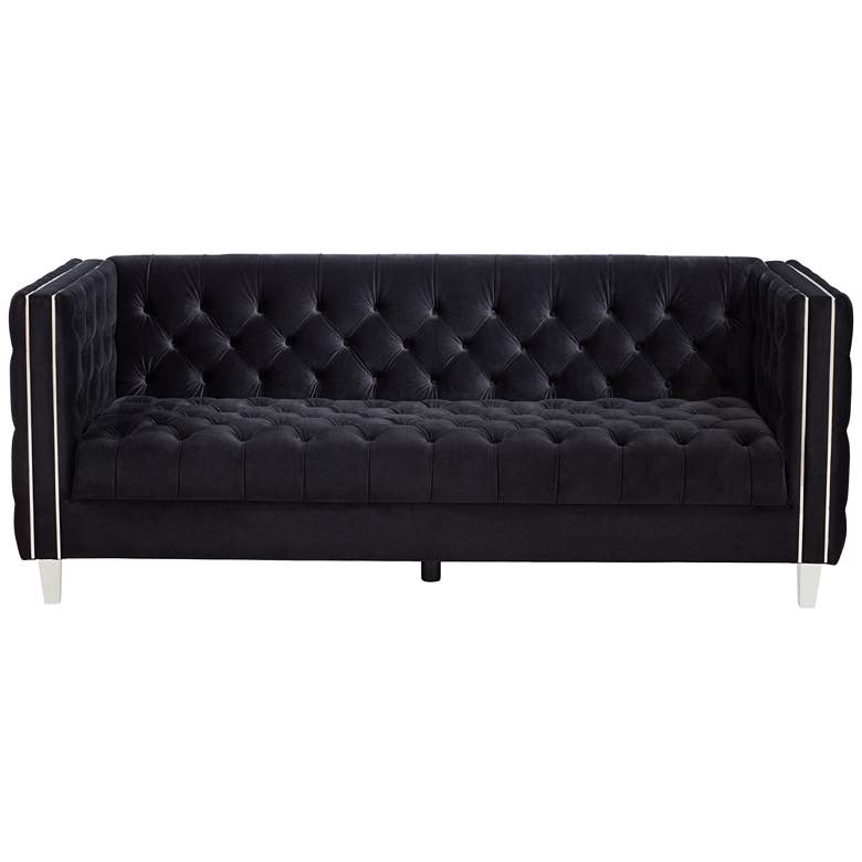 Image 6 Studio 55D City 88 1/2" Wide Modern Black Velvet Tufted Sofa more views