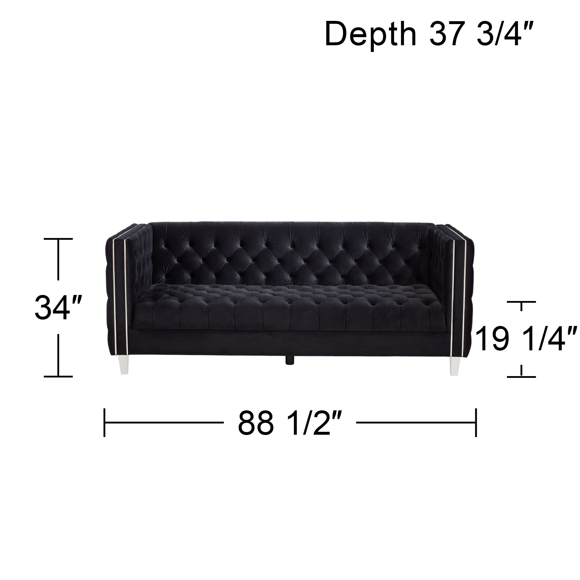 Studio 55D City 88 1/2" Wide Modern Black Velvet Tufted Sofa in scene
