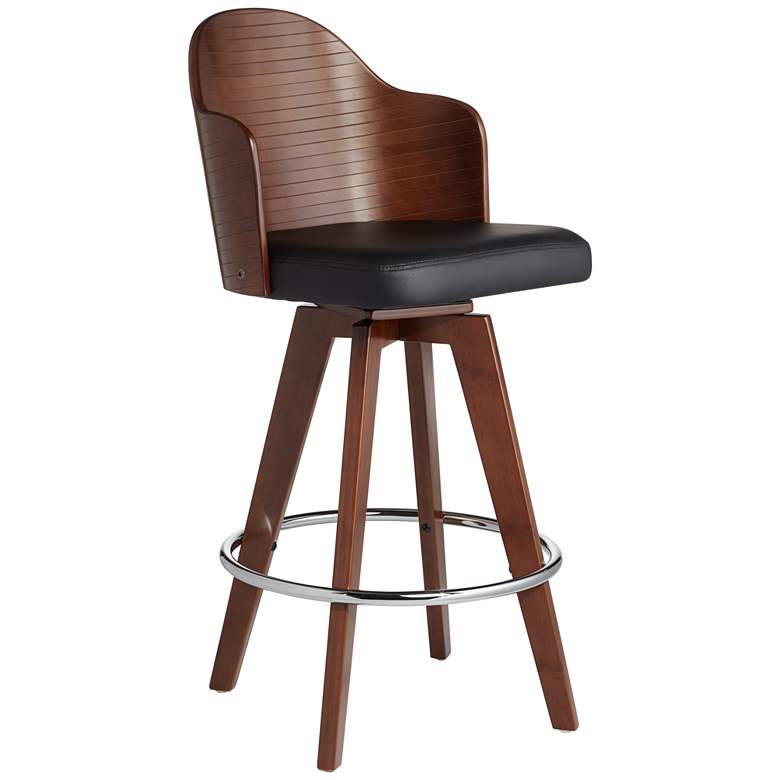Image 2 Studio 55D Darnton 26 1/2" Black Faux Leather Swivel Counter Stool