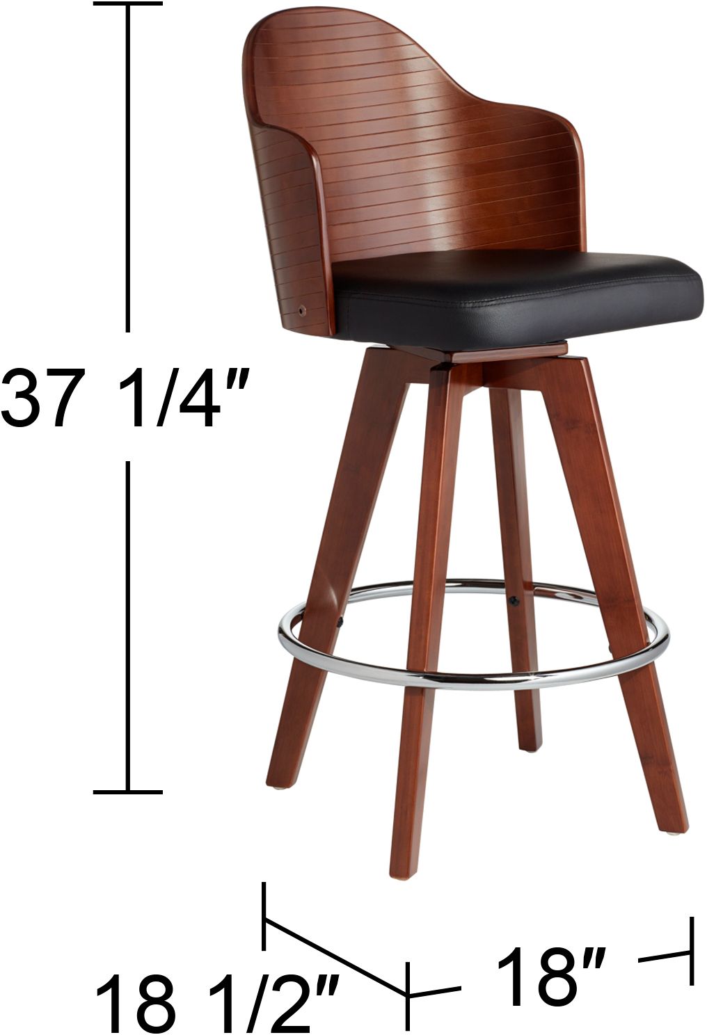 Studio 55D Darnton 26 1/2" Black Faux Leather Swivel Counter Stool