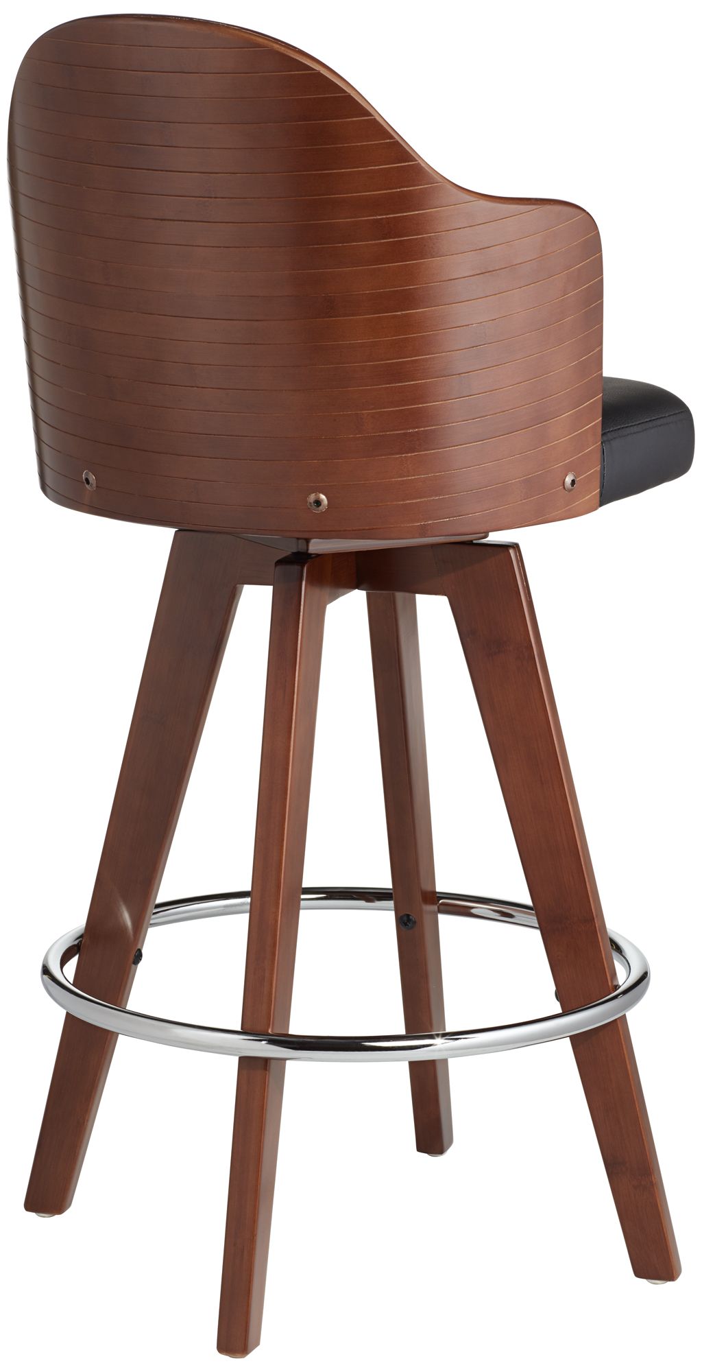 Studio 55D Darnton 26 1/2" Black Faux Leather Swivel Counter Stool