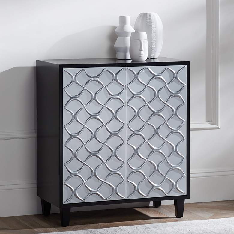 Image 1 Studio 55D Firenze 30 1/2" Wide Black and Silver Accent Cabinet