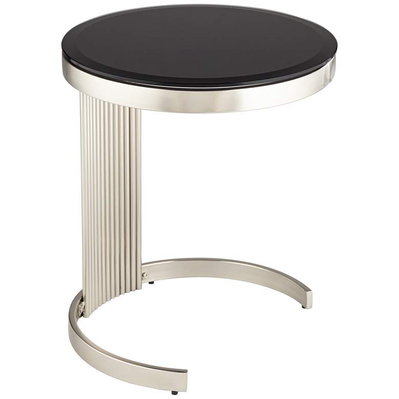 Image 2 Studio 55D Georgina 18" Art Deco Black and Satin Pleated End Table