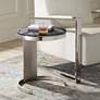 1_Studio 55D Georgina 18" Art Deco Black and Satin Pleated End Table