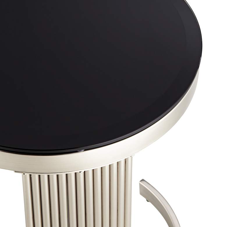 Image 3 Studio 55D Georgina 18" Art Deco Black and Satin Pleated End Table more views